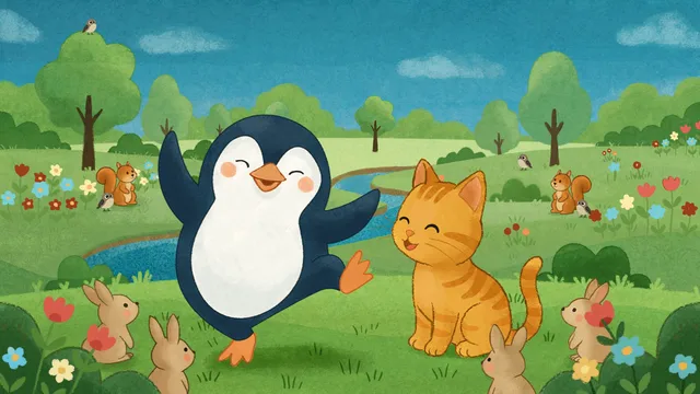 Buonanotte con Carolina - Storie e letterine - Poppi il pinguino e Martina la gattina
